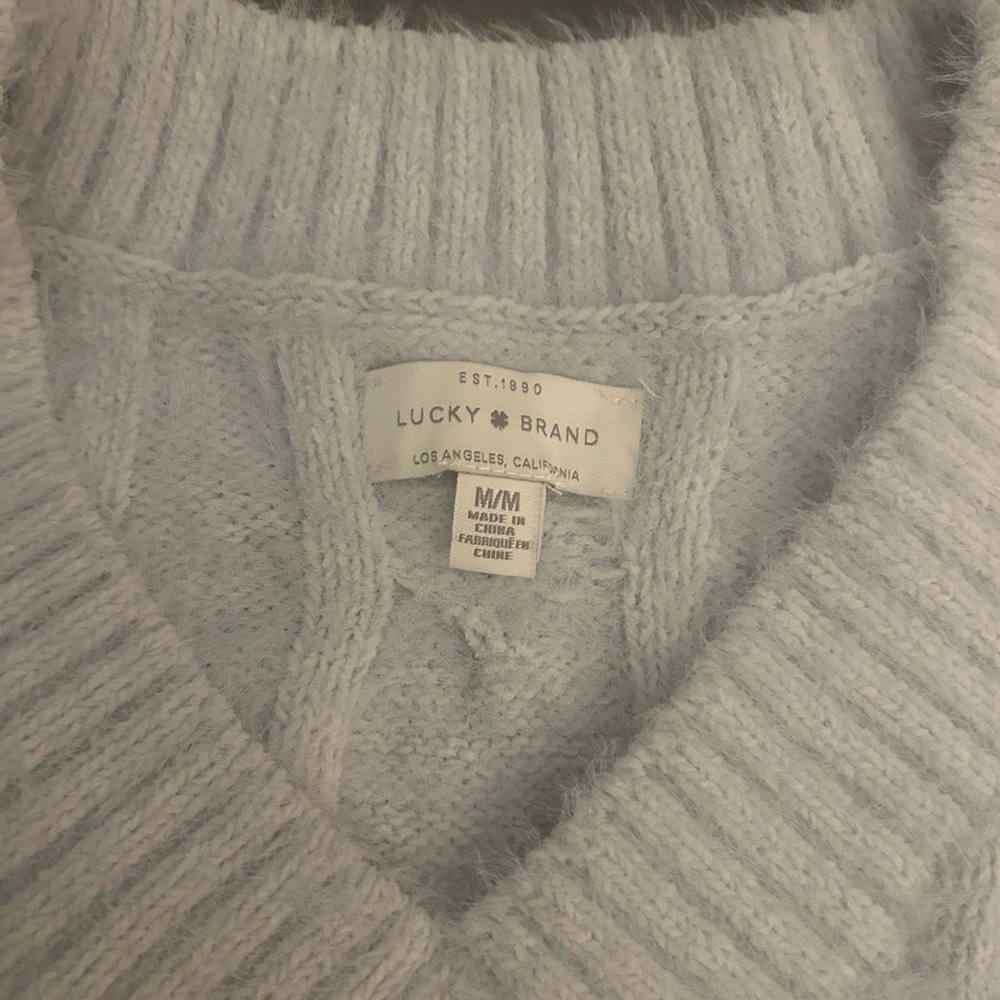 Lucky Brand Women's Light Blue V-Neck Sweater